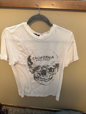 California West Coast Skull Graphic Tee - White